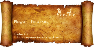 Meyer Ambrus névjegykártya